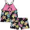 imageHurley Girls Boyshort Tankini 2Piece SwimsuitBlackMulti Floral