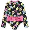 imageHurley Girls Long Sleeve One Piece Rash Guard SwimsuitBlackMulti Floral