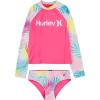 imageHurley Girls Long Sleeve Rash Guard 2Piece SwimsuitPink Punch