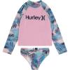 imageHurley Girls Long Sleeve Rash Guard 2Piece SwimsuitPinkPalms