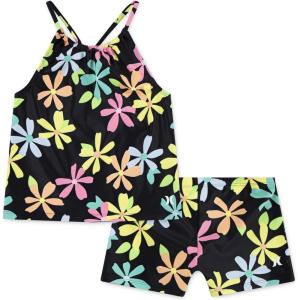 imageHurley Girls Boyshort Tankini 2Piece SwimsuitBlackMulti Floral