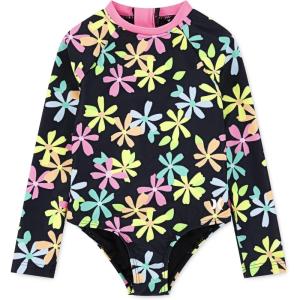 imageHurley Girls Long Sleeve One Piece Rash Guard SwimsuitBlackMulti Floral