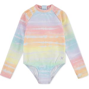 imageHurley Girls Long Sleeve One Piece Rash Guard SwimsuitRainbow