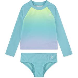 imageHurley Girls Long Sleeve Rash Guard 2Piece SwimsuitAurora Green