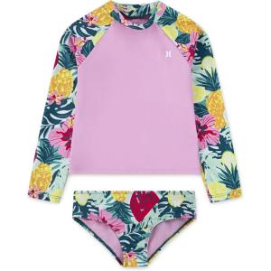 imageHurley Girls Long Sleeve Rash Guard 2Piece SwimsuitPinkFruits