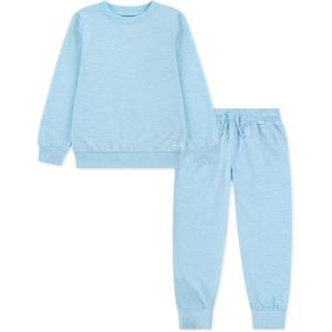 imageHurley unisexbaby Soft Basic Cloud Slub Crewneck Sweatshirt and Joggers 2piece Outfit SetBlue Ice
