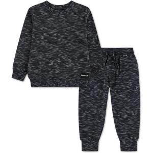 imageHurley unisexbaby Soft Basic Cloud Slub Crewneck Sweatshirt and Joggers 2piece Outfit SetCarbon