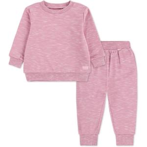 imageHurley unisexbaby Soft Basic Cloud Slub Crewneck Sweatshirt and Joggers 2piece Outfit SetFrench Pink
