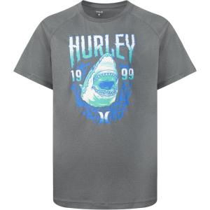 imageHurley Boys Graphic UPF 50 Rash Guard Swim ShirtBlack HeatherShark