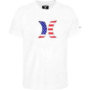 image:imageHurley Boys Icon UPF 50 Rash Guard Swim ShirtWhiteAmericana