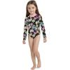 image:imageHurley BabyGirls Long Sleeve One Piece Rash Guard SwimsuitBlackMulti Floral