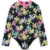 image:imageHurley BabyGirls Long Sleeve One Piece Rash Guard SwimsuitBlackMulti Floral