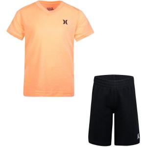 image:imageHurley Baby and Toddler Boys Soft Basic Cloud Slub TShirt and Shorts 2Piece Outfit SetBright Mango