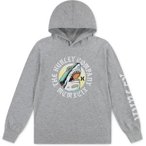 image:imageHurley boys Long Sleeve Hooded Graphic TshirtGrey Heather