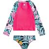 image:imageHurley Girls Twopiece Rashguard Set Big KidBlackHyper Pink