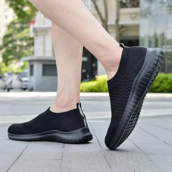 TIOSEBON Men's Walking Tennis Shoes Knit Running Slip-on Lightweight Running Sneakers