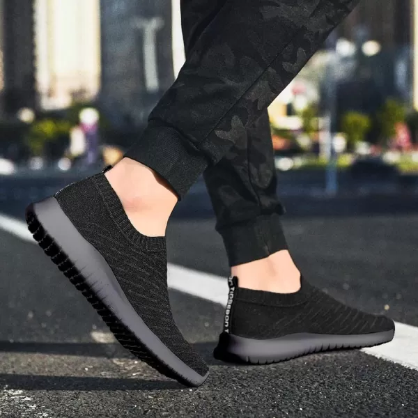 TIOSEBON Men's Walking Tennis Shoes Knit Running Slip-on Lightweight Running Sneakers