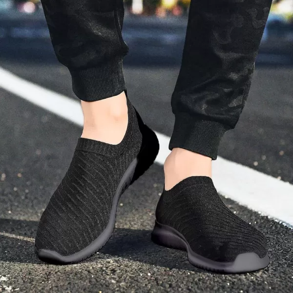 TIOSEBON Men's Walking Tennis Shoes Knit Running Slip-on Lightweight Running Sneakers