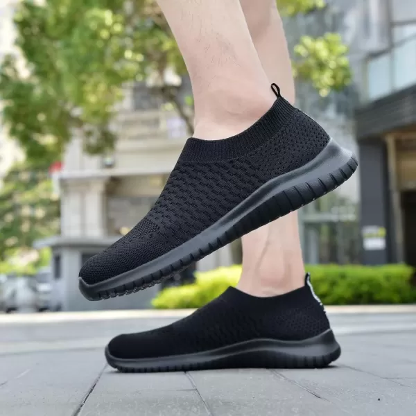 TIOSEBON Men's Walking Tennis Shoes Knit Running Slip-on Lightweight Running Sneakers