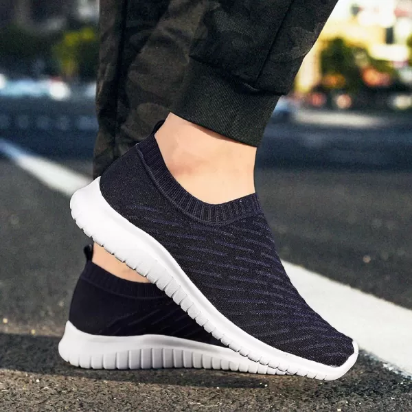 TIOSEBON Men's Walking Tennis Shoes Knit Running Slip-on Lightweight Running Sneakers