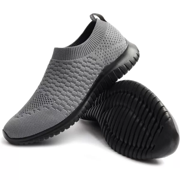 TIOSEBON Men's Walking Tennis Shoes Knit Running Slip-on Lightweight Running Sneakers