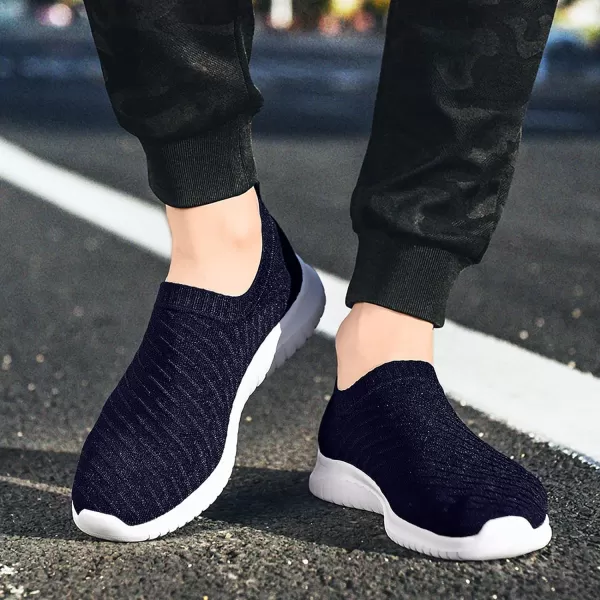 TIOSEBON Men's Walking Tennis Shoes Knit Running Slip-on Lightweight Running Sneakers