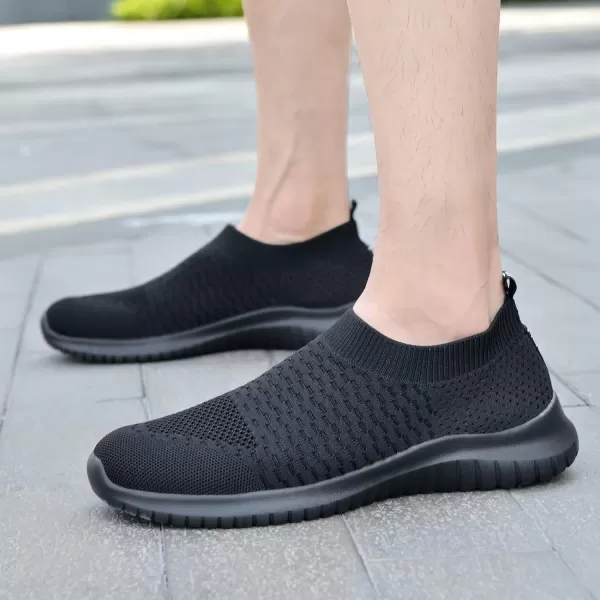 TIOSEBON Men's Walking Tennis Shoes Knit Running Slip-on Lightweight Running Sneakers