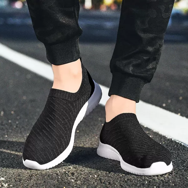 TIOSEBON Men's Walking Tennis Shoes Knit Running Slip-on Lightweight Running Sneakers