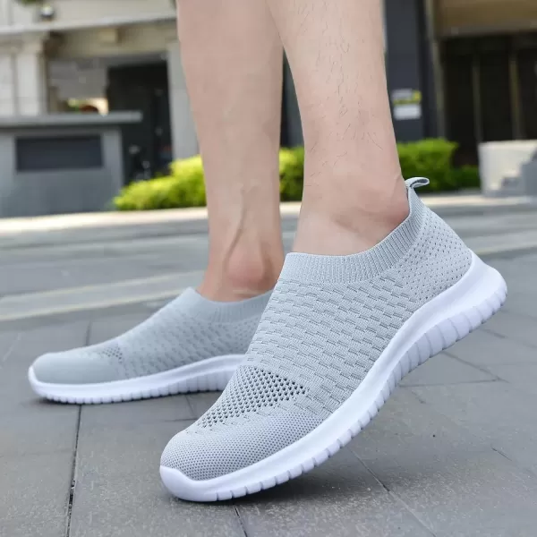 TIOSEBON Men's Walking Tennis Shoes Knit Running Slip-on Lightweight Running Sneakers