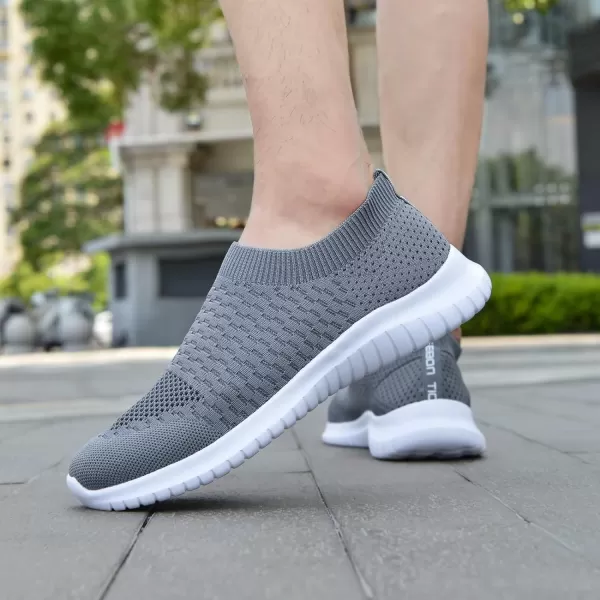 TIOSEBON Men's Walking Tennis Shoes Knit Running Slip-on Lightweight Running Sneakers