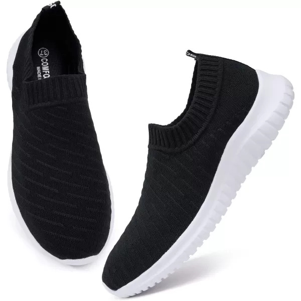 TIOSEBON Men's Walking Tennis Shoes Knit Running Slip-on Lightweight Running Sneakers