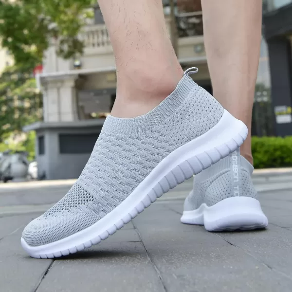 TIOSEBON Men's Walking Tennis Shoes Knit Running Slip-on Lightweight Running Sneakers