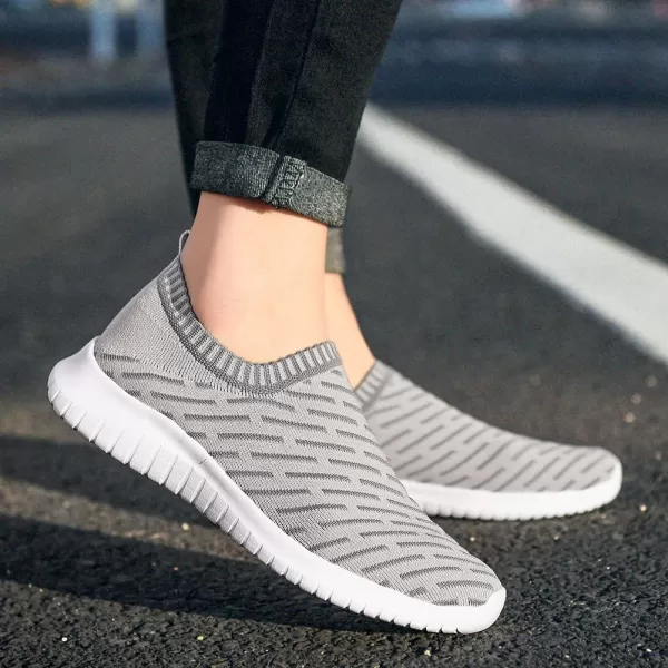 TIOSEBON Men's Walking Tennis Shoes Knit Running Slip-on Lightweight Running Sneakers
