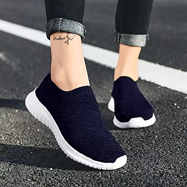 TIOSEBON Men's Walking Tennis Shoes Knit Running Slip-on Lightweight Running Sneakers