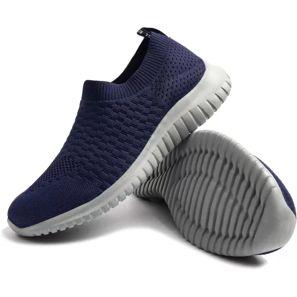 TIOSEBON Men's Walking Tennis Shoes Knit Running Slip-on Lightweight Running Sneakers