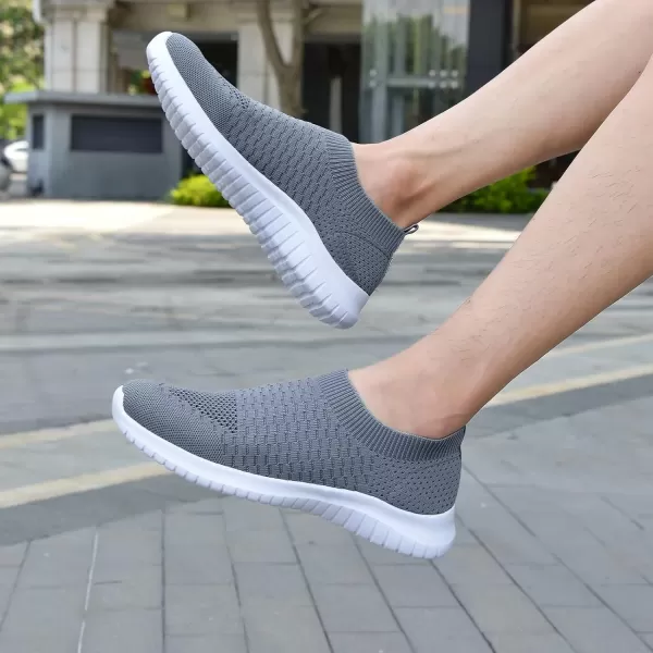 TIOSEBON Men's Walking Tennis Shoes Knit Running Slip-on Lightweight Running Sneakers