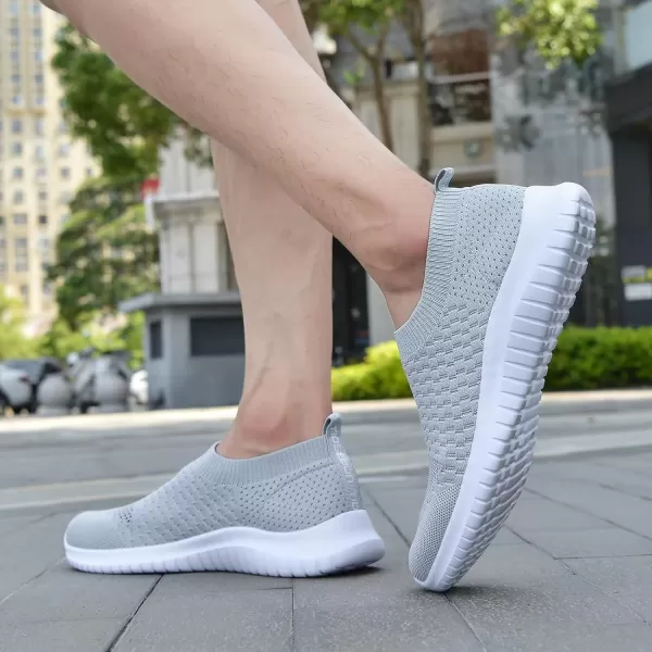 TIOSEBON Men's Walking Tennis Shoes Knit Running Slip-on Lightweight Running Sneakers