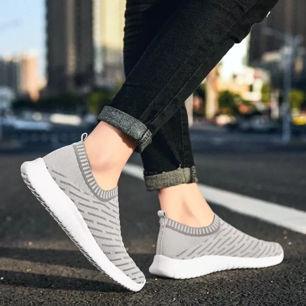 TIOSEBON Men's Walking Tennis Shoes Knit Running Slip-on Lightweight Running Sneakers