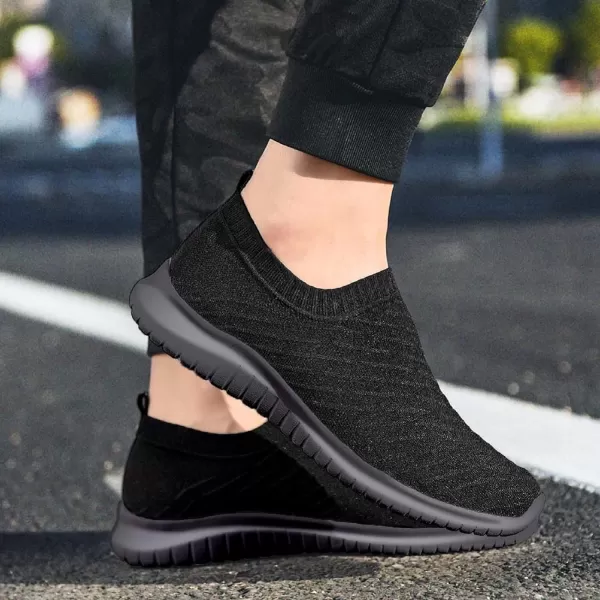 TIOSEBON Men's Walking Tennis Shoes Knit Running Slip-on Lightweight Running Sneakers