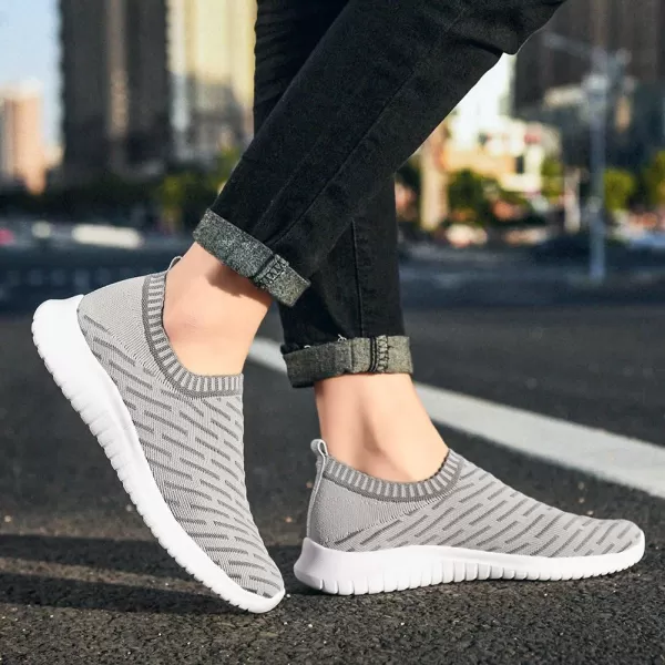 TIOSEBON Men's Walking Tennis Shoes Knit Running Slip-on Lightweight Running Sneakers