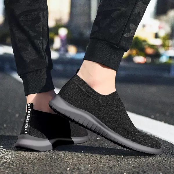 TIOSEBON Men's Walking Tennis Shoes Knit Running Slip-on Lightweight Running Sneakers