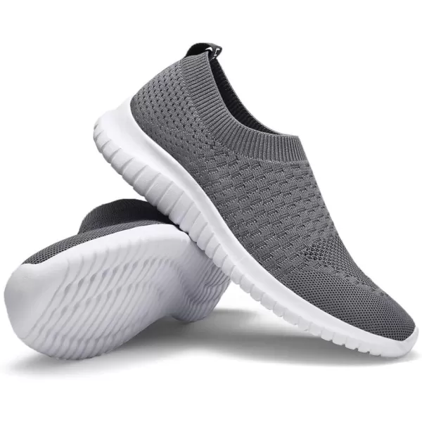 TIOSEBON Men's Walking Tennis Shoes Knit Running Slip-on Lightweight Running Sneakers