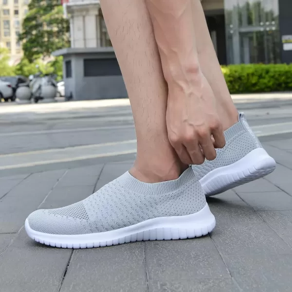 TIOSEBON Men's Walking Tennis Shoes Knit Running Slip-on Lightweight Running Sneakers