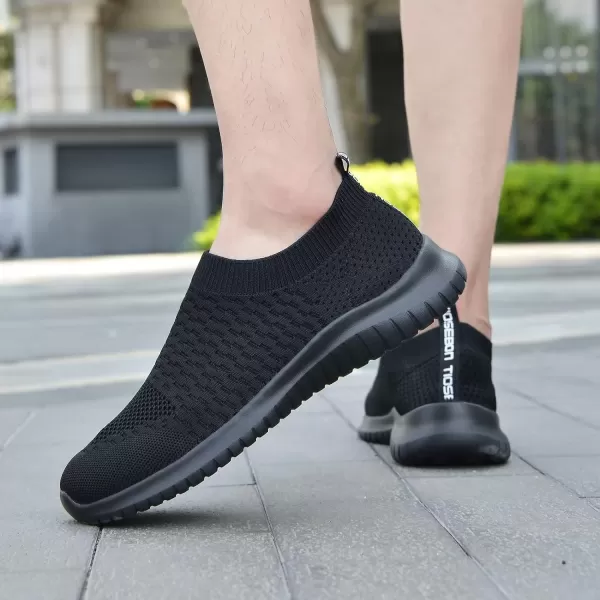 TIOSEBON Men's Walking Tennis Shoes Knit Running Slip-on Lightweight Running Sneakers