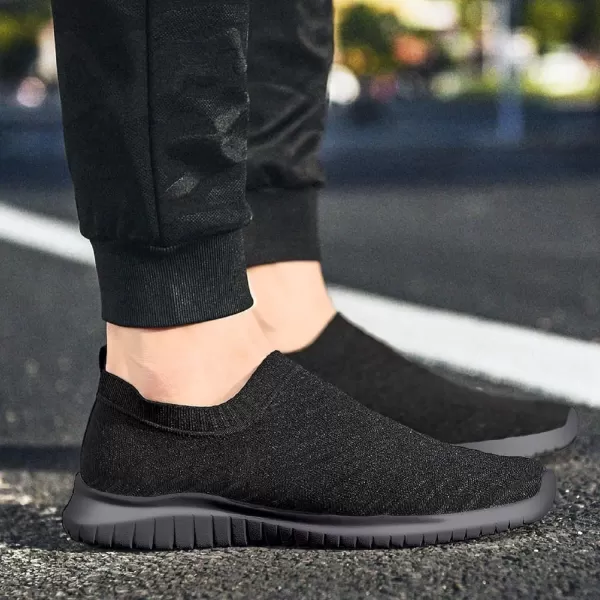 TIOSEBON Men's Walking Tennis Shoes Knit Running Slip-on Lightweight Running Sneakers