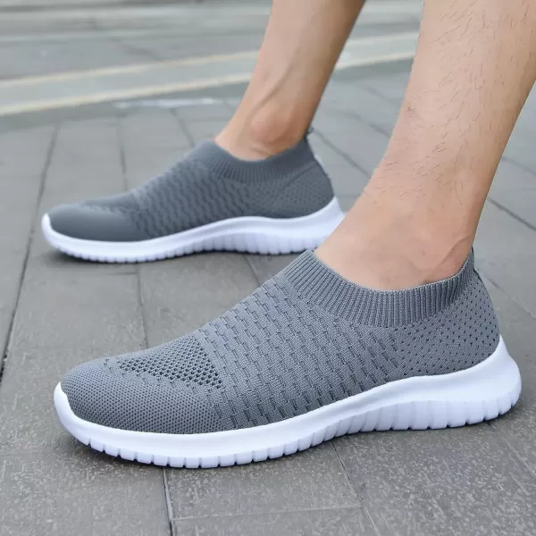 TIOSEBON Men's Walking Tennis Shoes Knit Running Slip-on Lightweight Running Sneakers