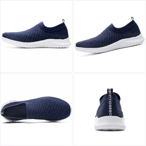 TIOSEBON Men's Walking Tennis Shoes Knit Running Slip-on Lightweight Running Sneakers