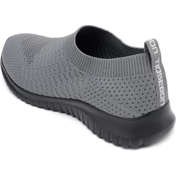 TIOSEBON Men's Walking Tennis Shoes Knit Running Slip-on Lightweight Running Sneakers
