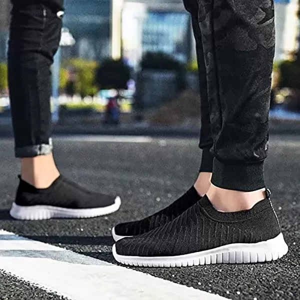 TIOSEBON Men's Walking Tennis Shoes Knit Running Slip-on Lightweight Running Sneakers