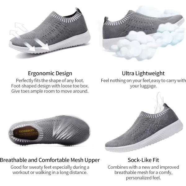 TIOSEBON Women's Athletic Walking Shoes Slip On Casual Mesh-Comfortable Tennis Workout Sneakers